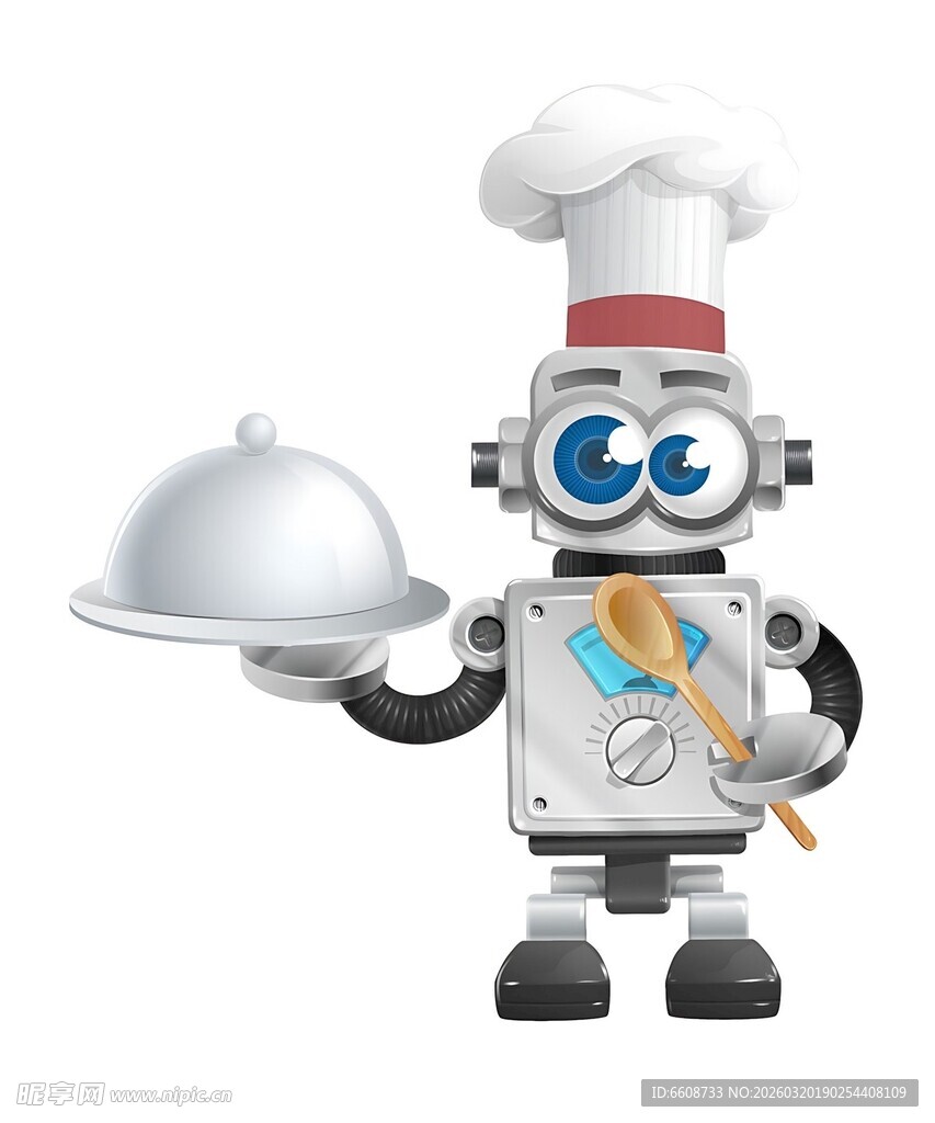 机器人厨师端盘创意形象