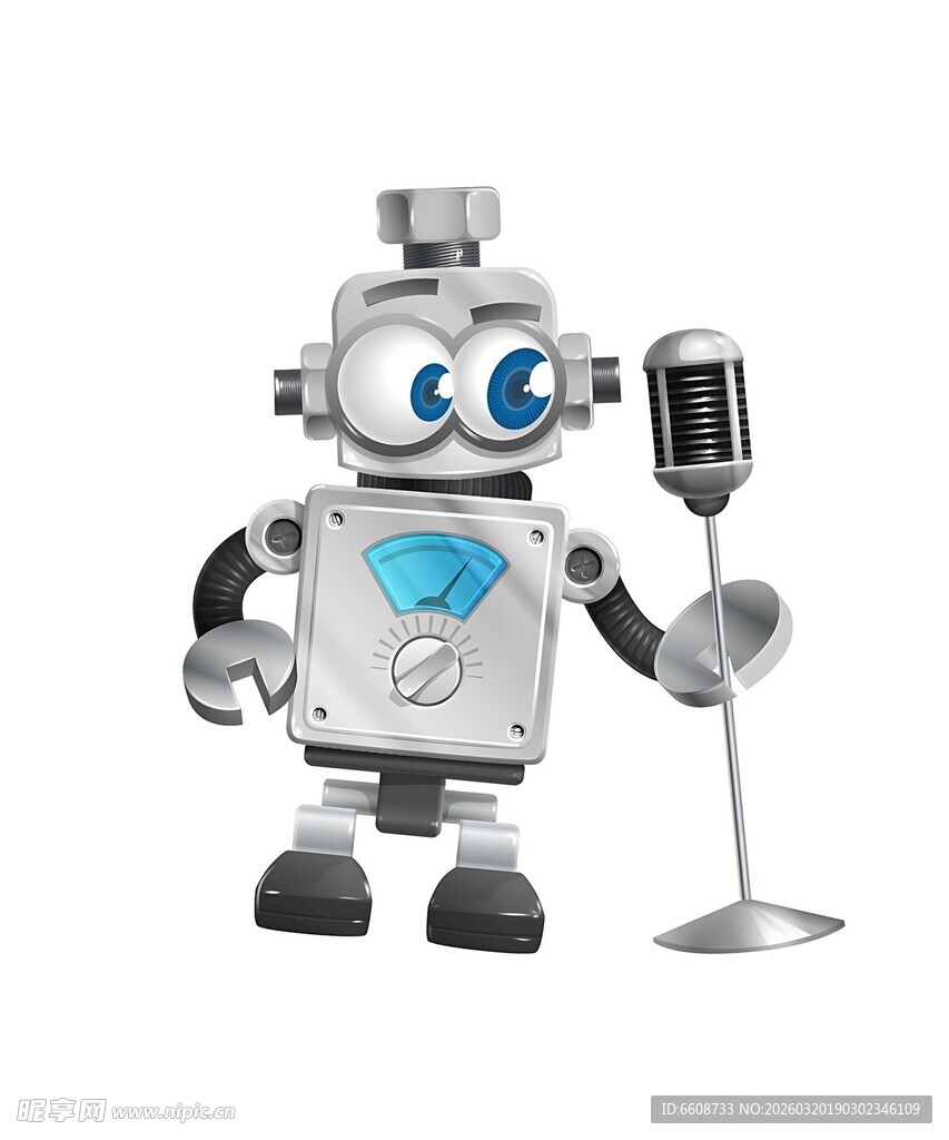 机器人手持话筒准备表演