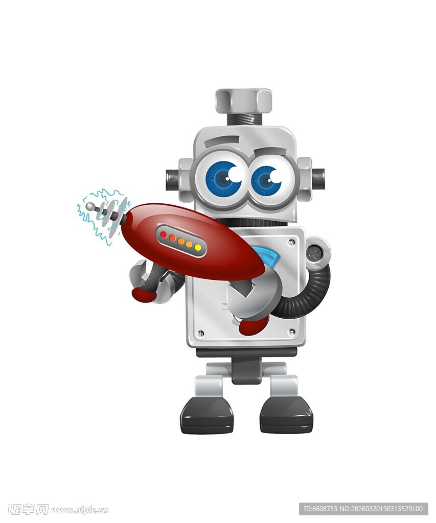 可爱机器人手持红色物品