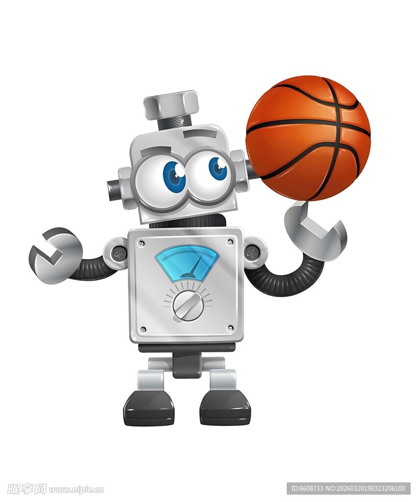 机器人手持篮球准备投篮