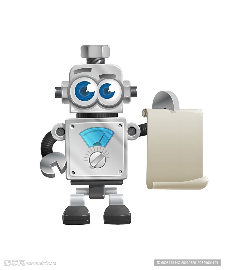 可爱机器人与白色设备