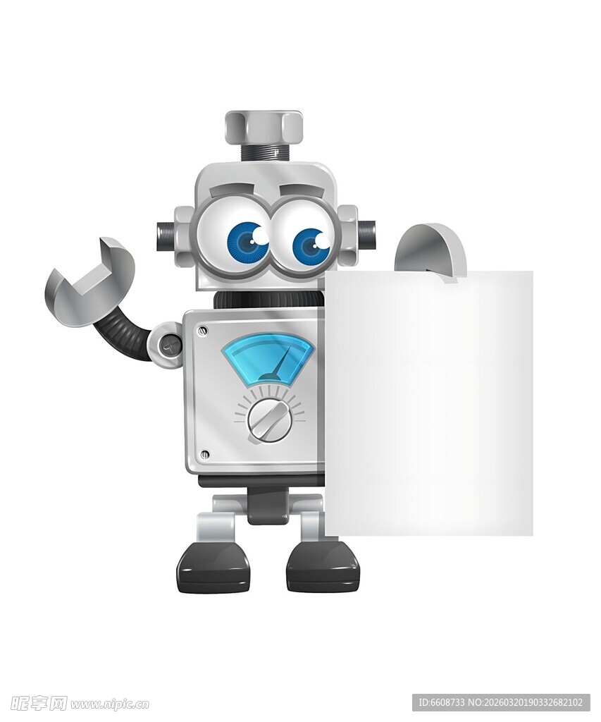 机器人手持空白广告牌
