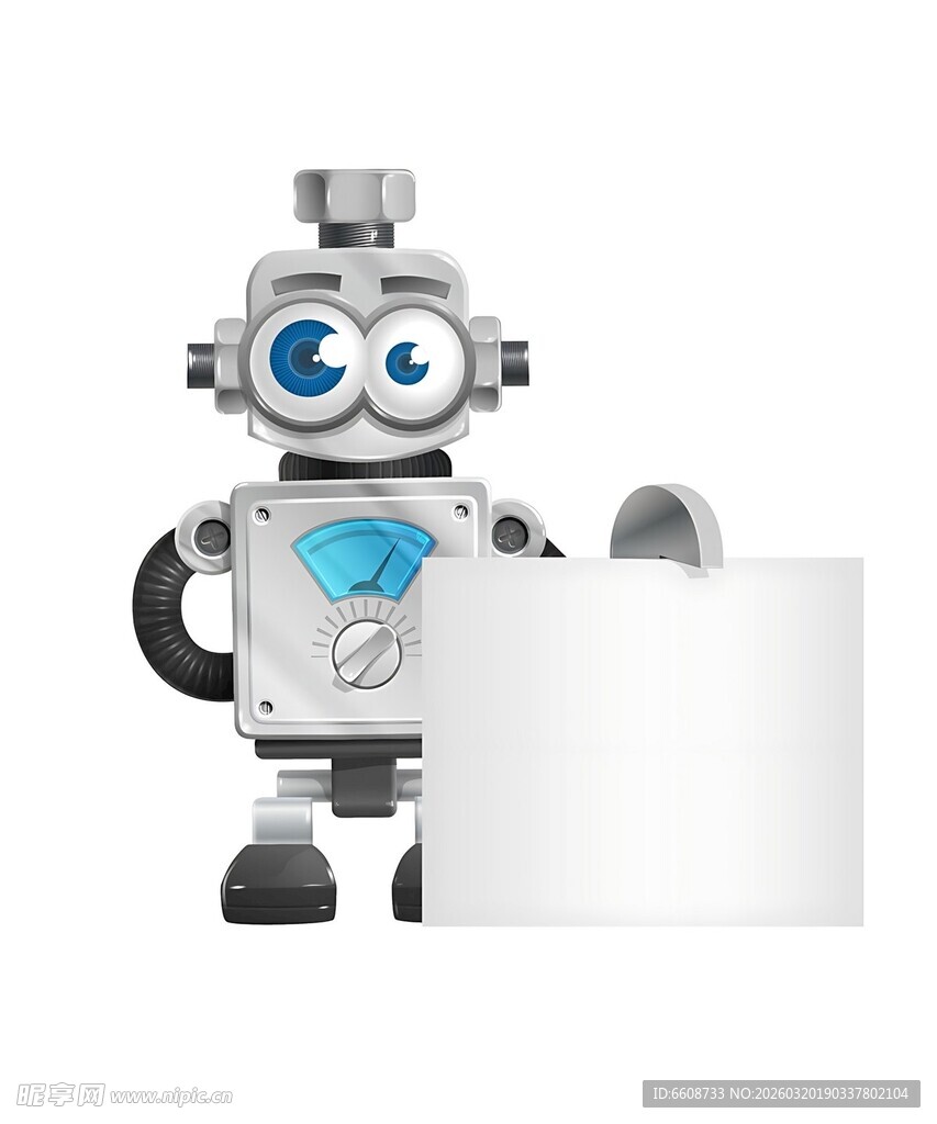 可爱机器人展示空白标牌