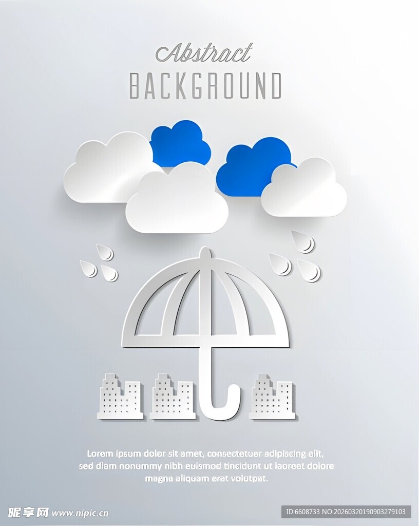 纸艺风格雨天背景图案