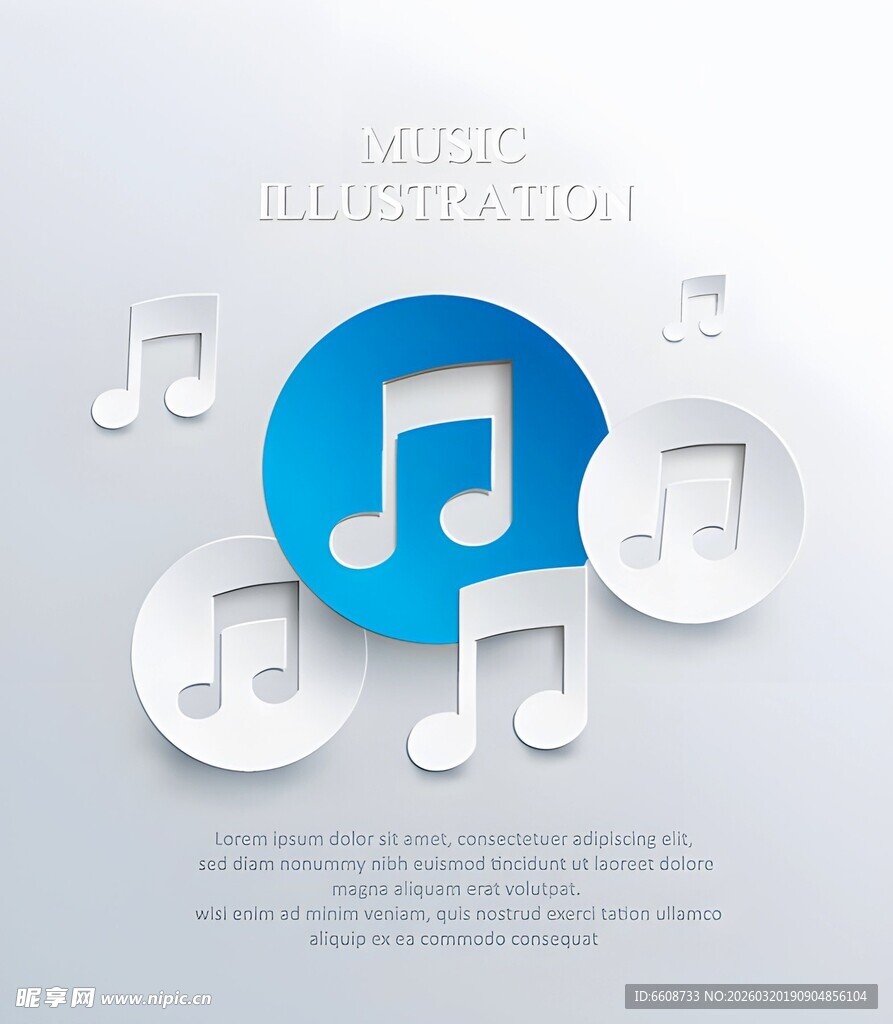 音乐主题立体纸艺图标设计