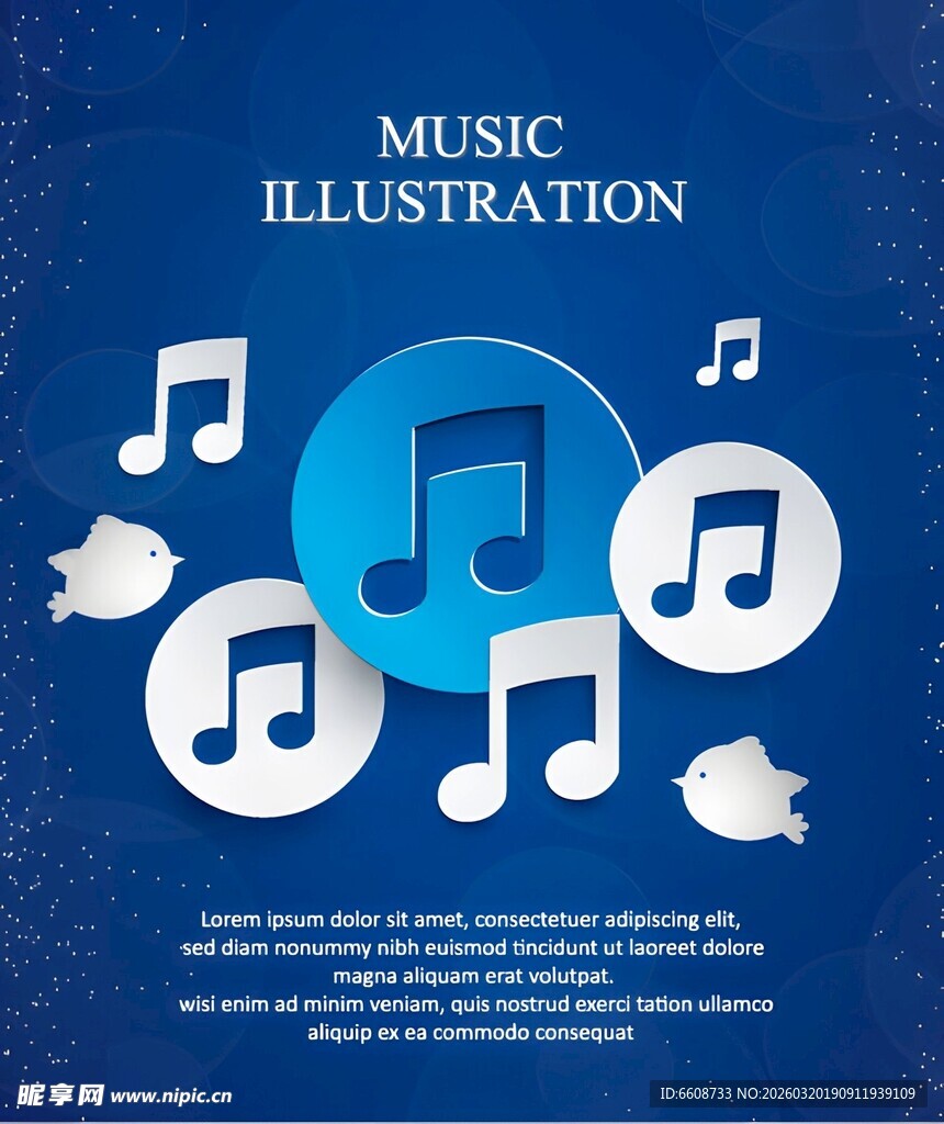 蓝色音乐插画设计元素