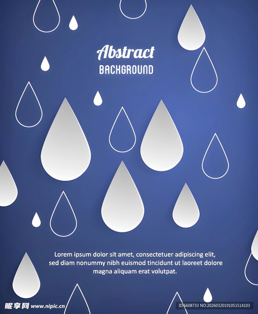蓝色雨滴抽象背景图