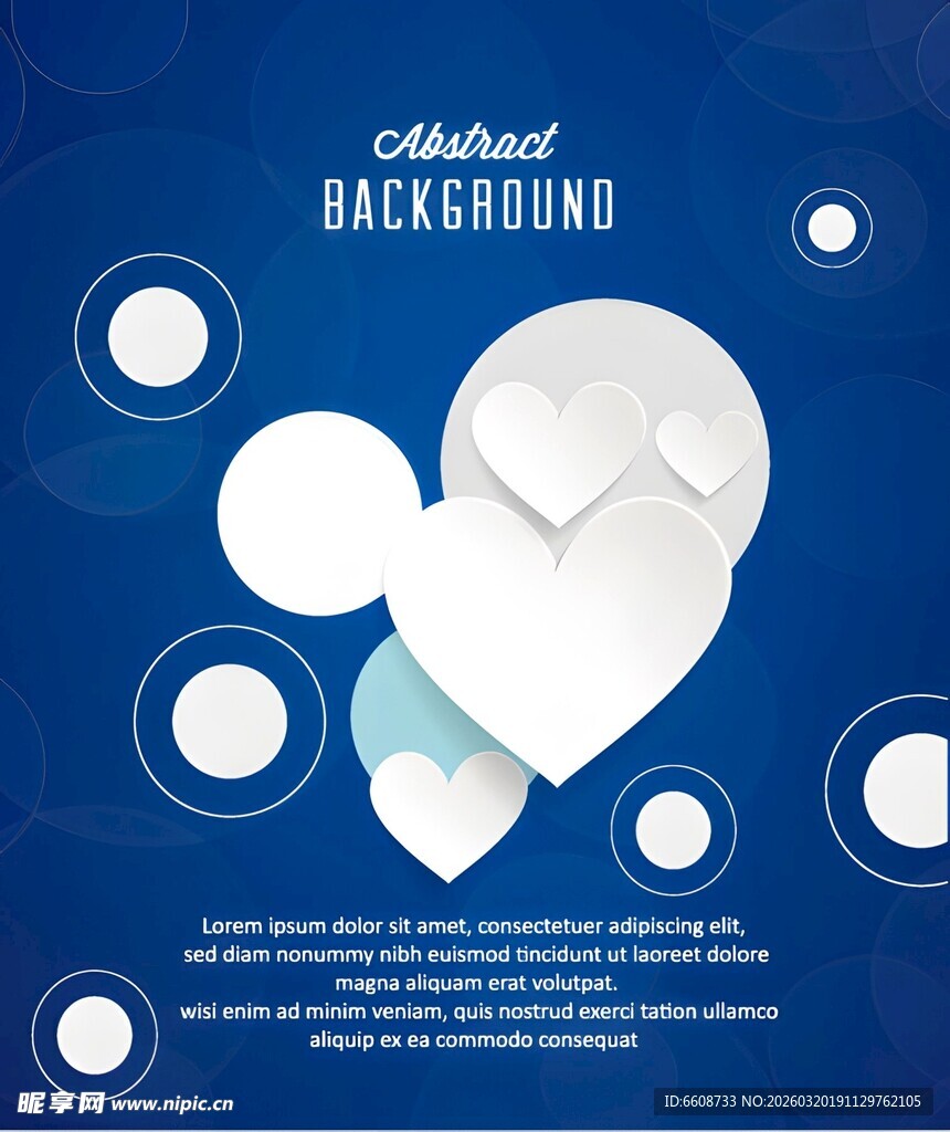 蓝色心形抽象背景设计