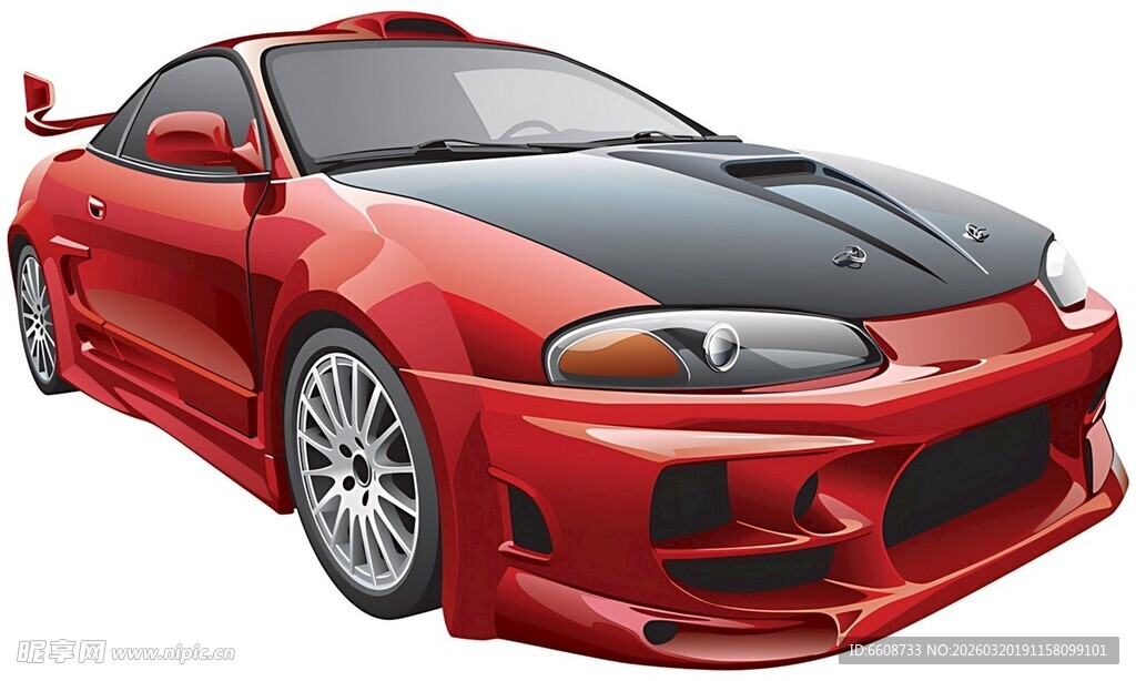 红色酷炫改装跑车