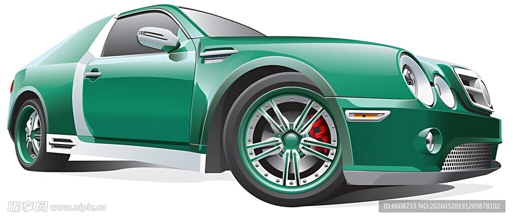 绿色炫酷跑车外观展示