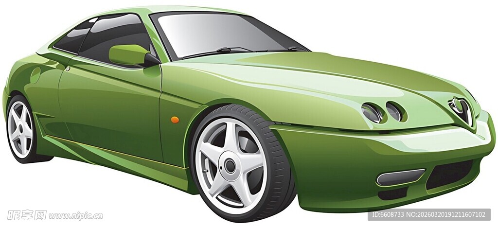 绿色时尚跑车特写