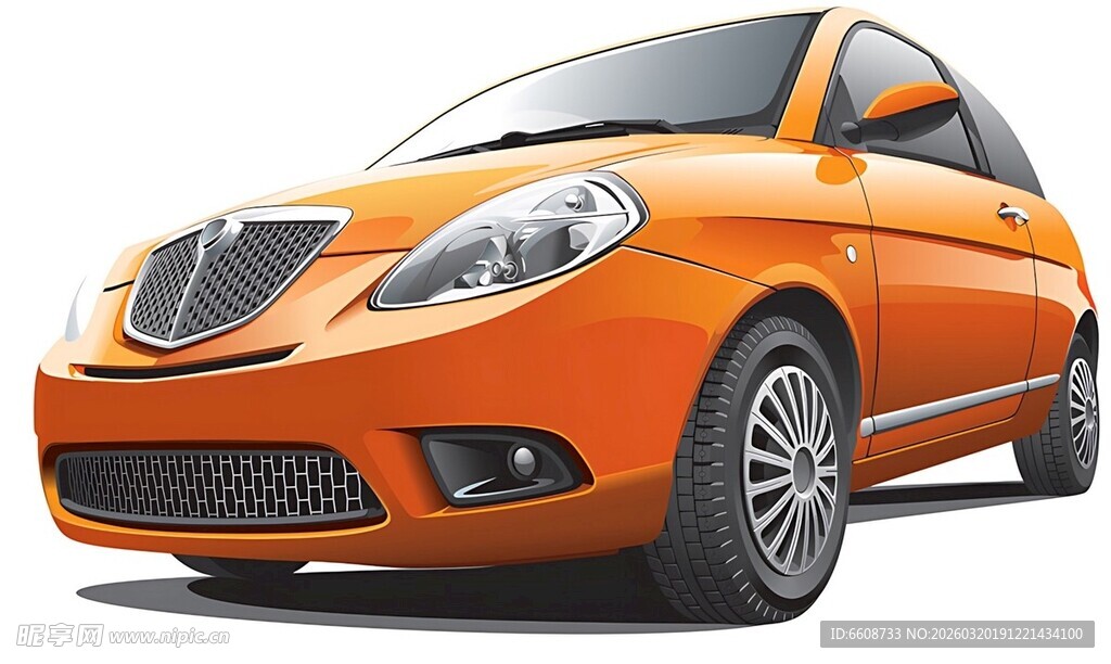橙色时尚小轿车