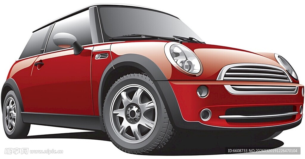 红色迷你汽车外观展示
