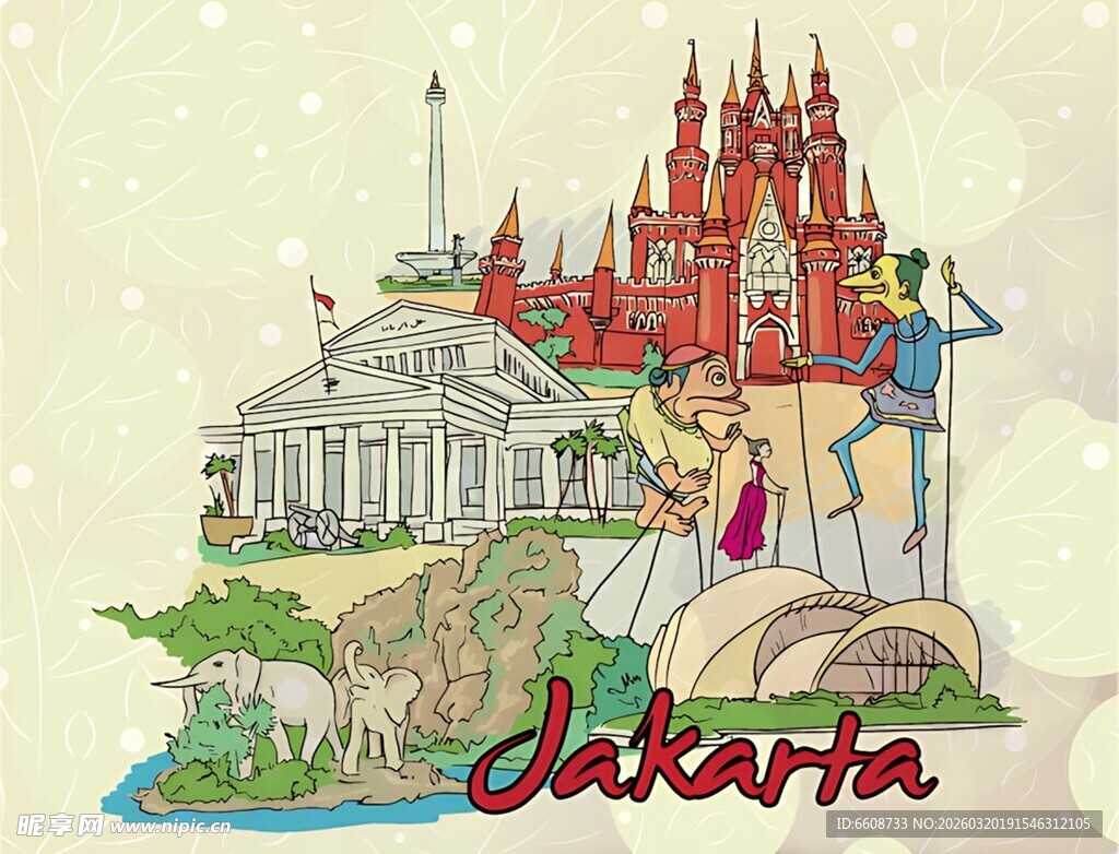 梦幻达卡建筑插画