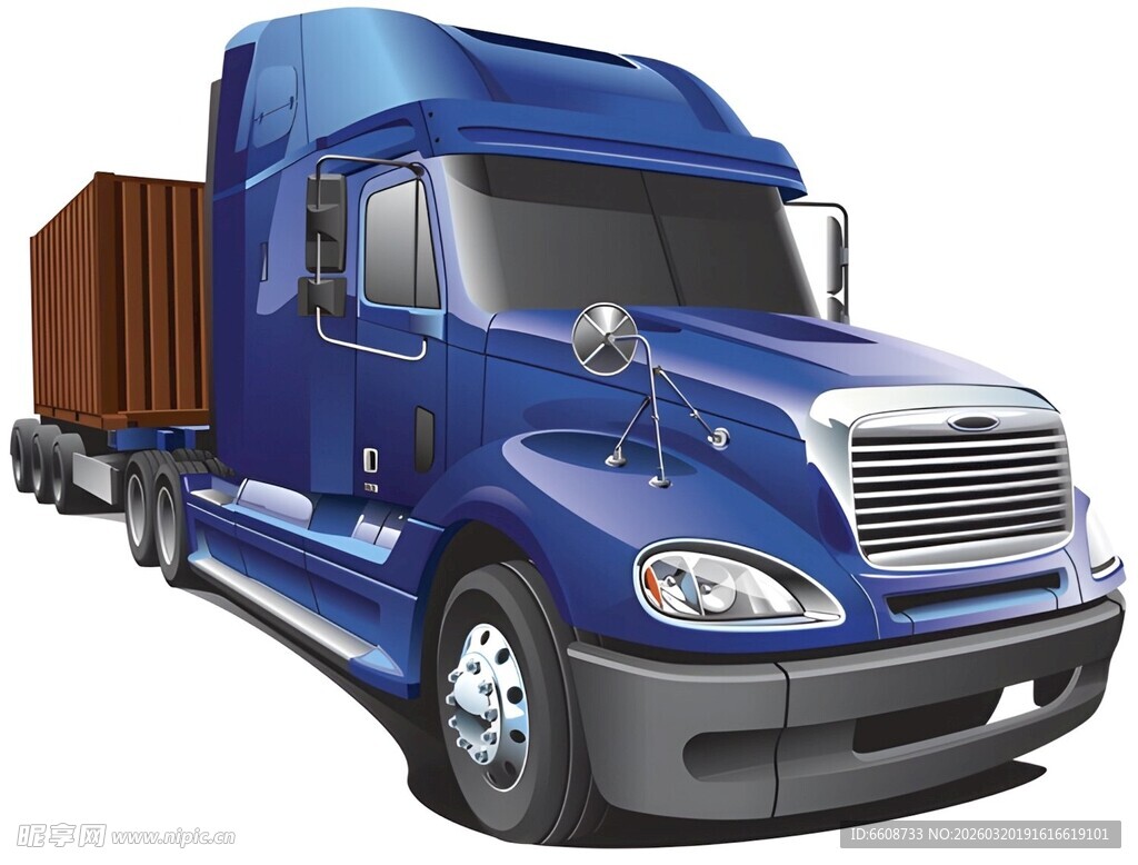 蓝色货运卡车插图