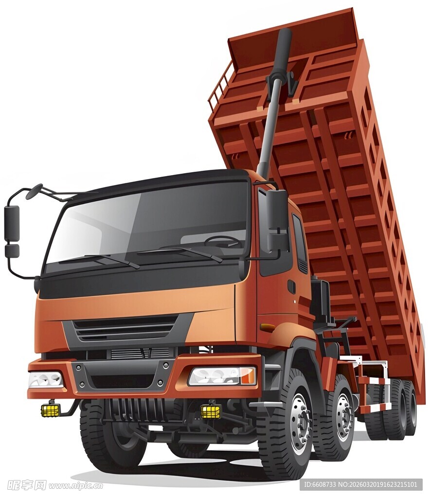 橙色自卸卡车