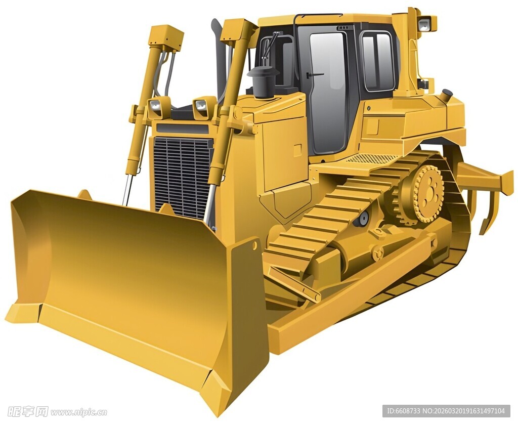 黄色履带式推土机