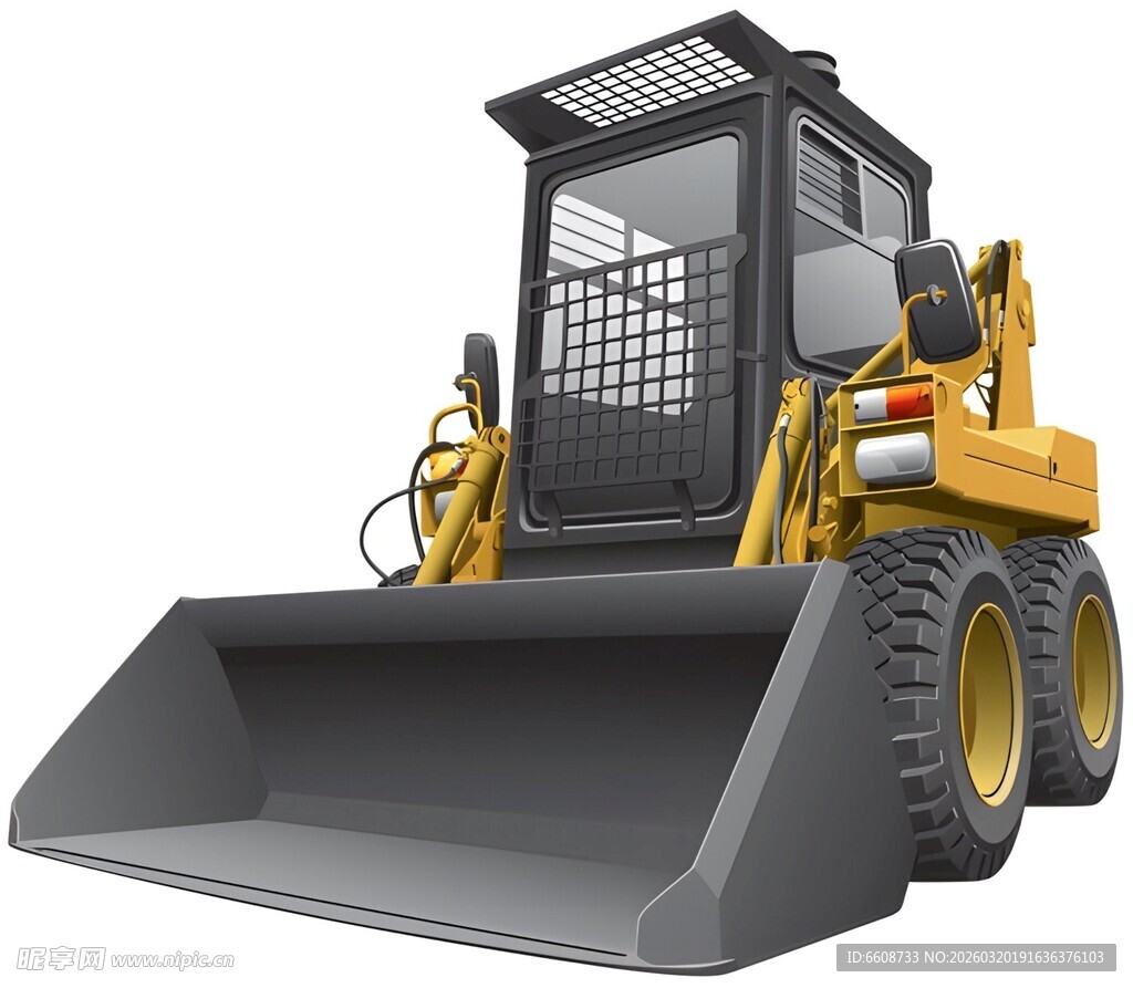 黄色装载机正面视图