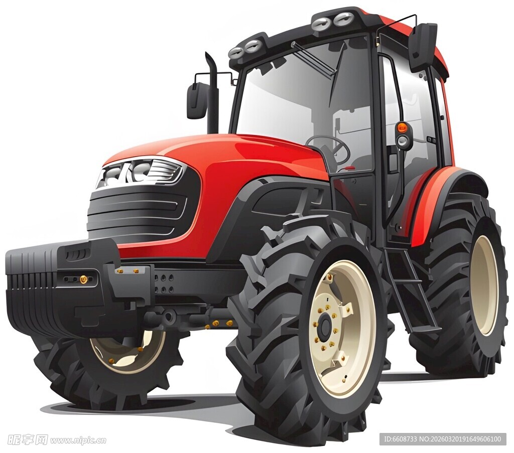 红色农用拖拉机