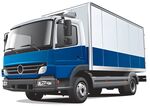 蓝白厢式货运卡车