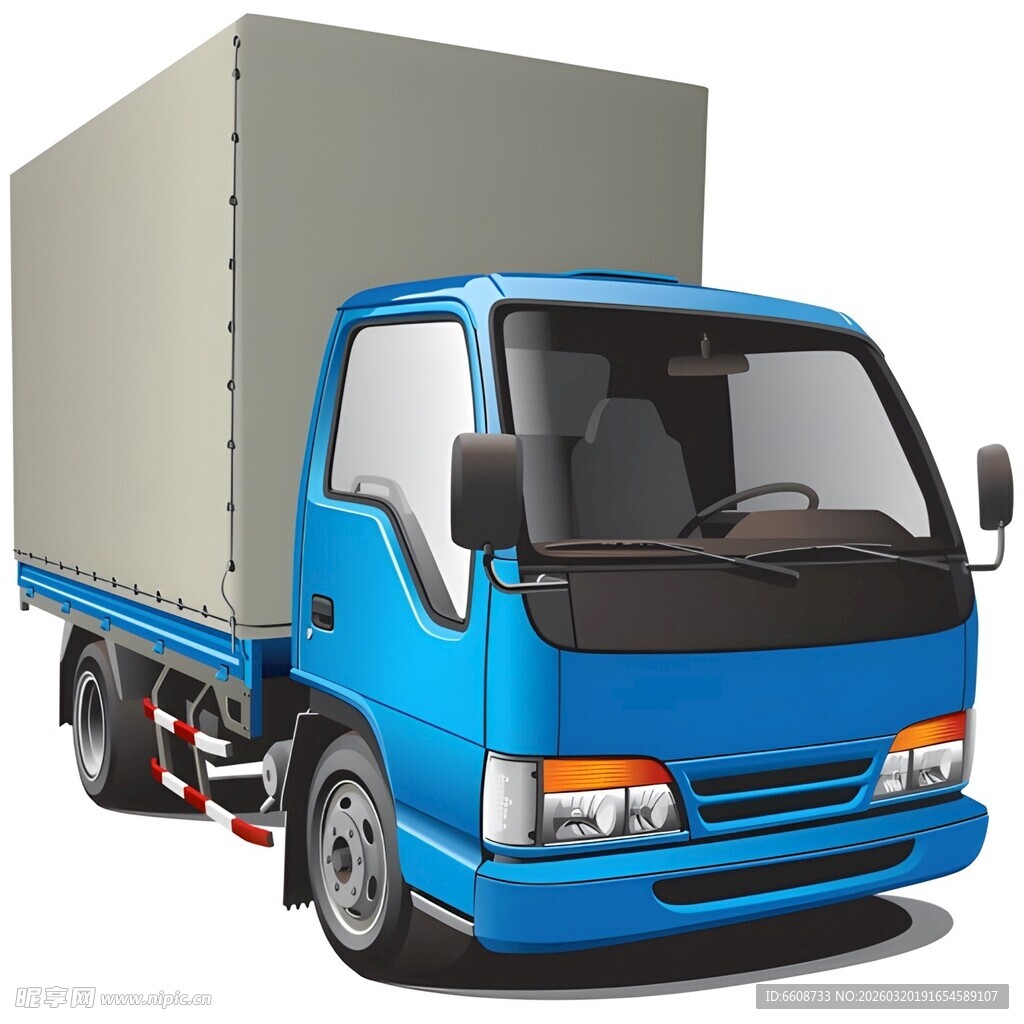 蓝色厢式货车模型展示