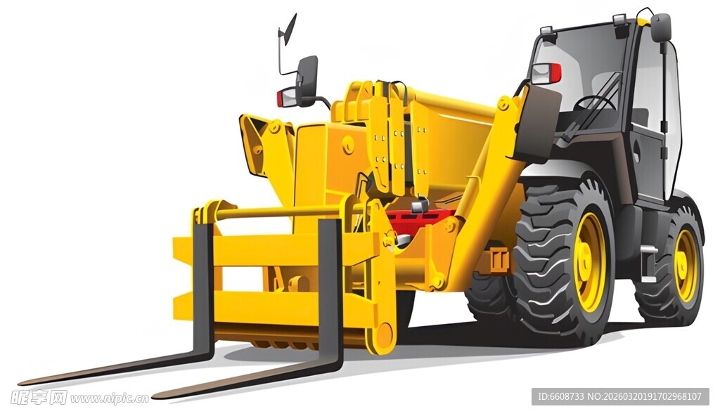 黄色装载机叉车设备展示