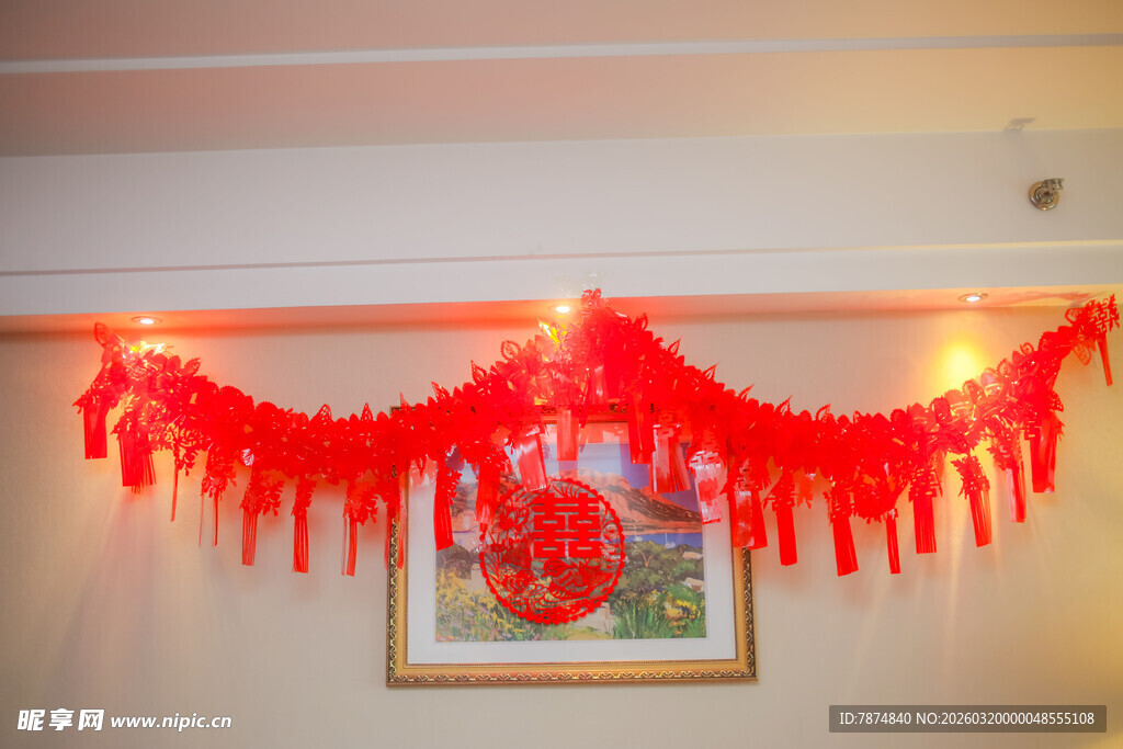 红色流苏装饰灯串挂饰