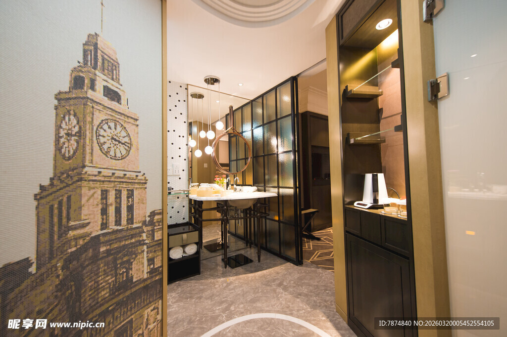 复古钟楼风室内装饰场景