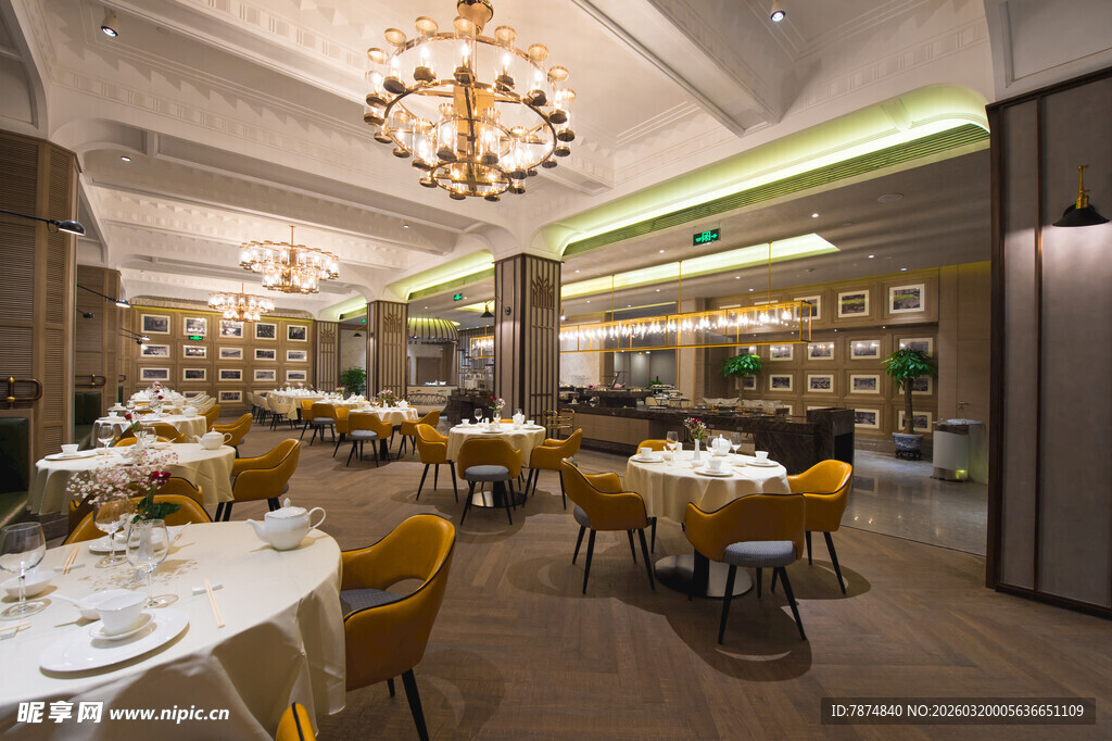 豪华典雅的餐厅室内场景