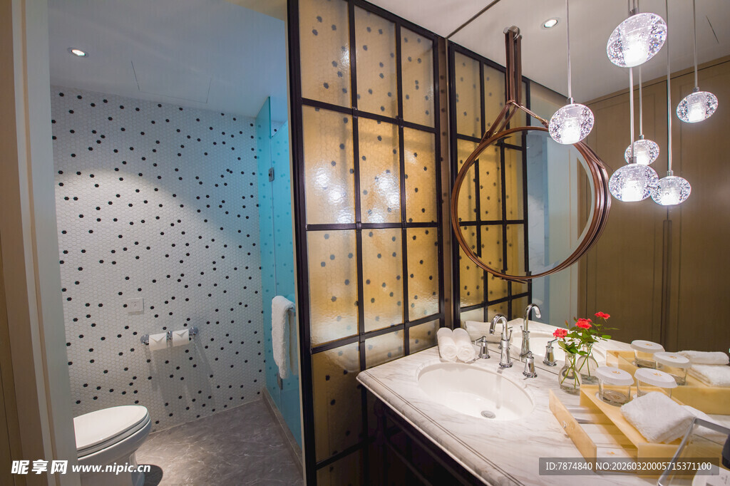 现代时尚浴室洗手台场景