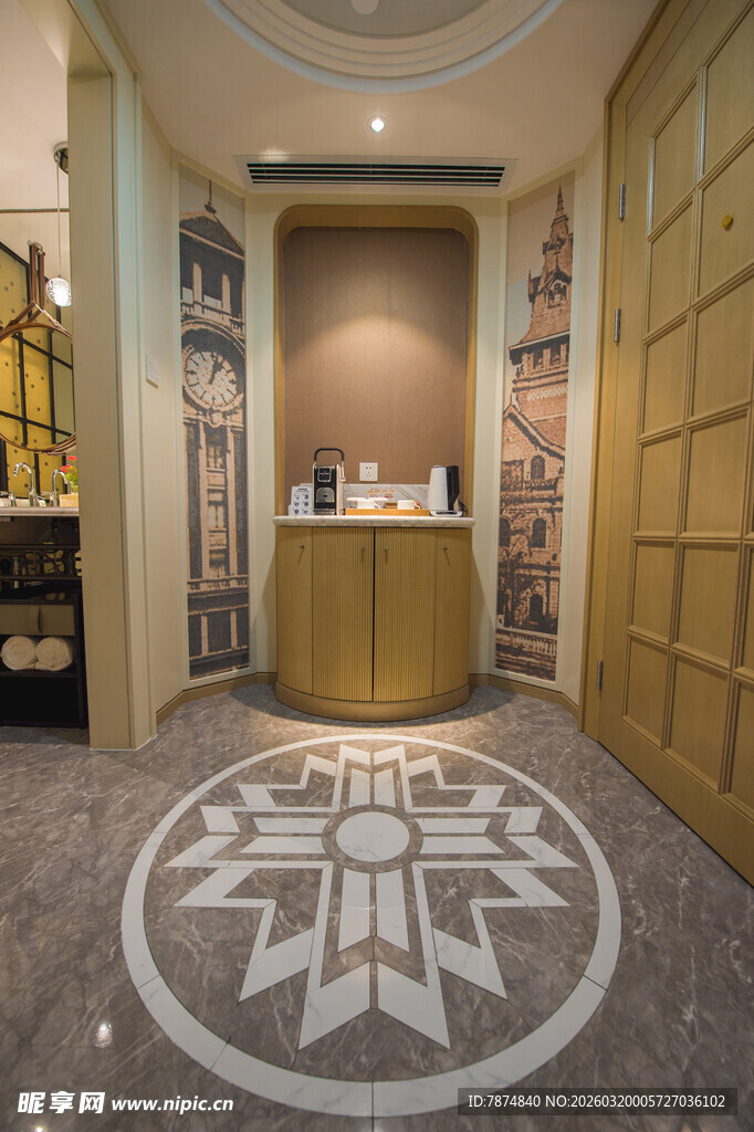 中式风店铺前台与地面装饰