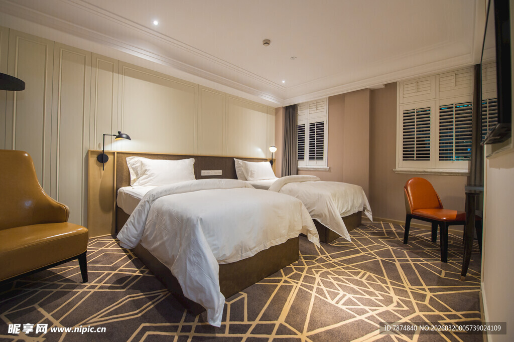 现代风格双床酒店客房