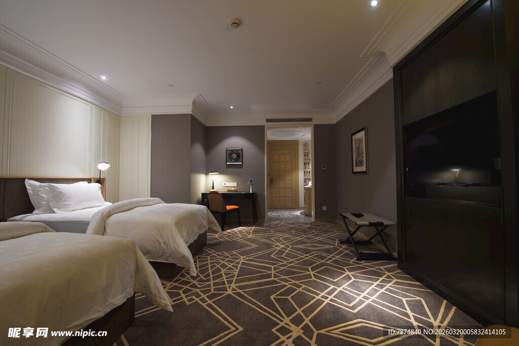 豪华双人酒店客房场景
