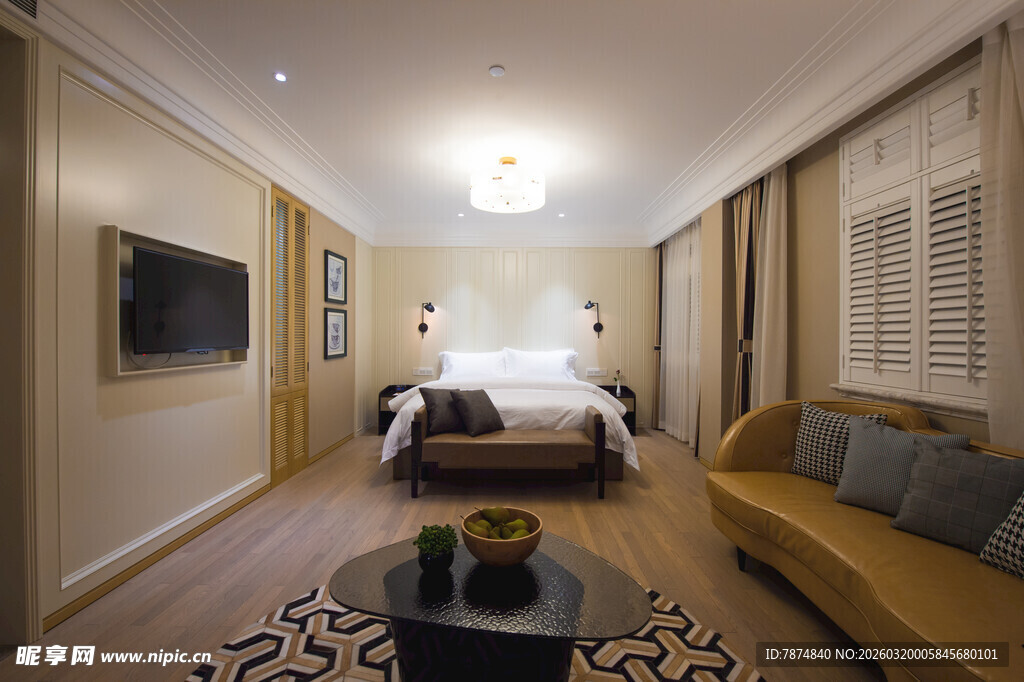 豪华现代风格卧室客厅一体