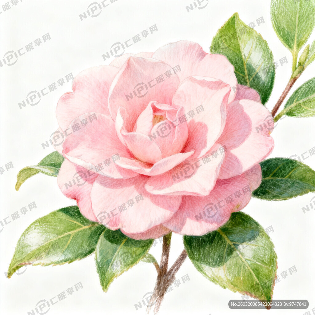手绘山茶花