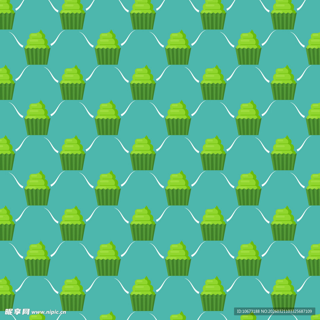 抹茶杯子蛋糕图案背景