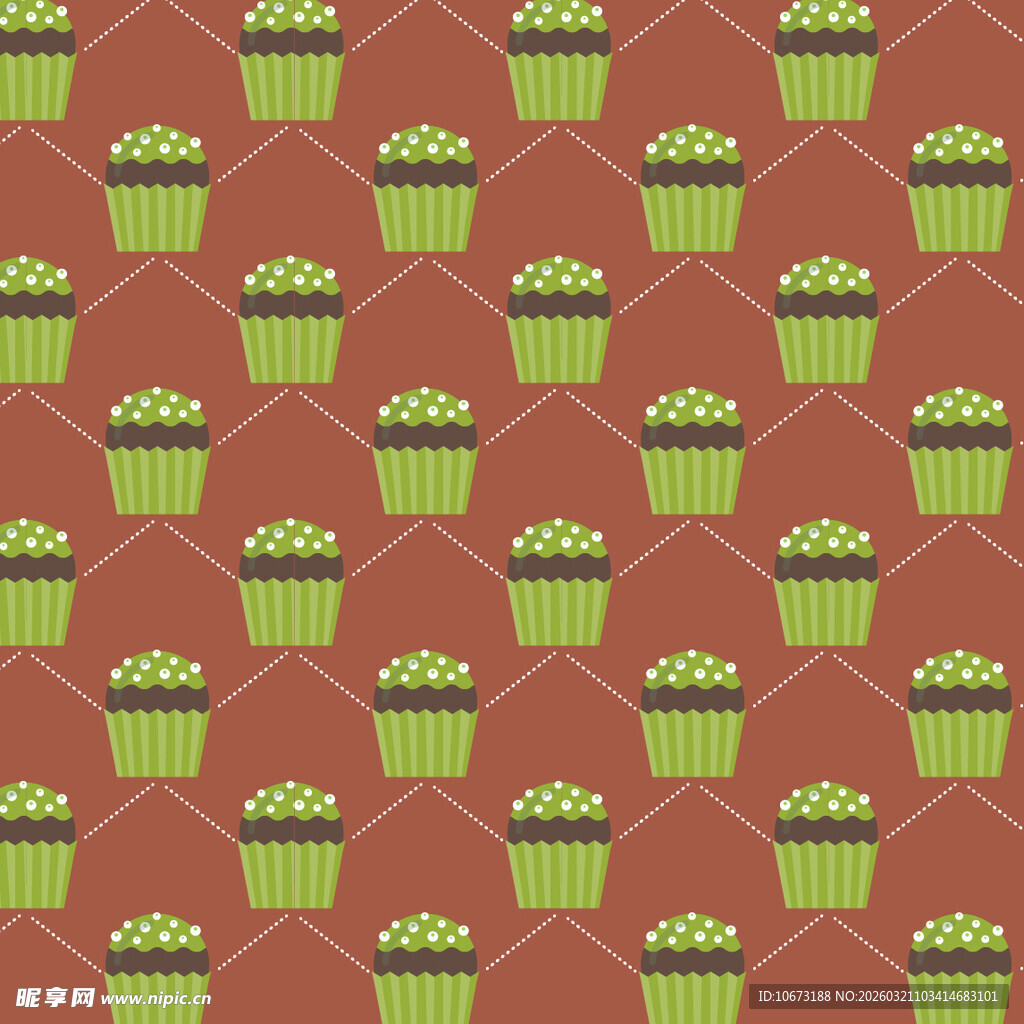 抹茶杯子蛋糕图案背景