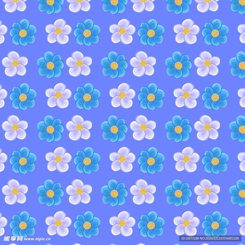 蓝色背景花朵图案背景