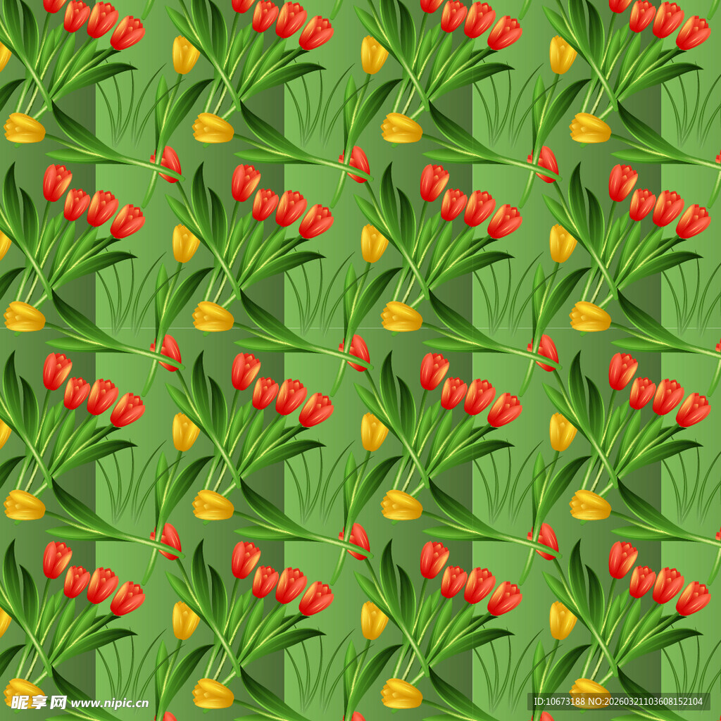 绿色背景上的花卉图案