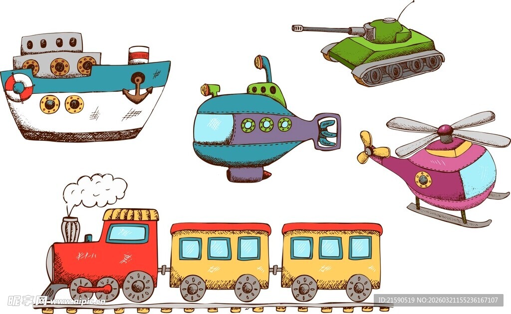 卡通交通工具集合
