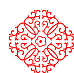 中式红色对称花纹图案