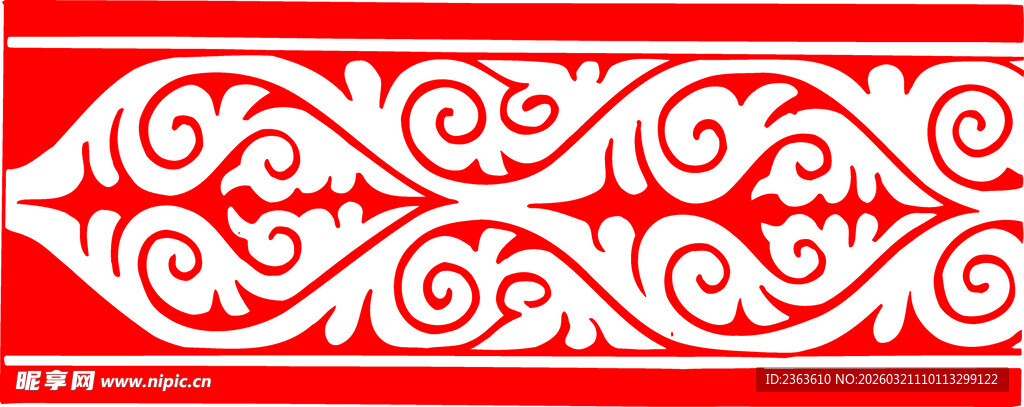 红色底白色传统花纹图案