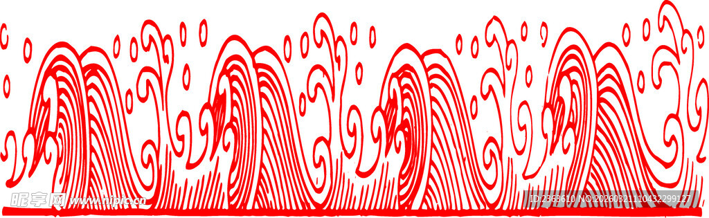 红色波浪线条装饰图案