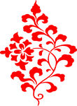 中式红色花卉藤蔓图案