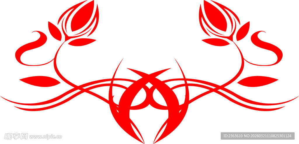 红色花纹装饰图案