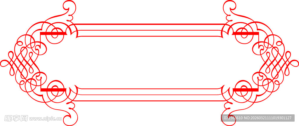 红色花纹边框装饰图案