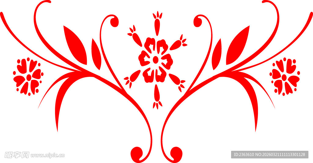 红色精美对称花纹图案