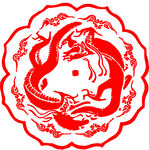 传统双龙戏珠剪纸图案