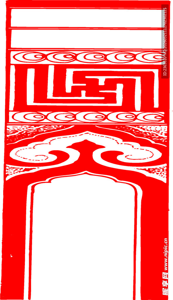 中式传统红色雕花门框