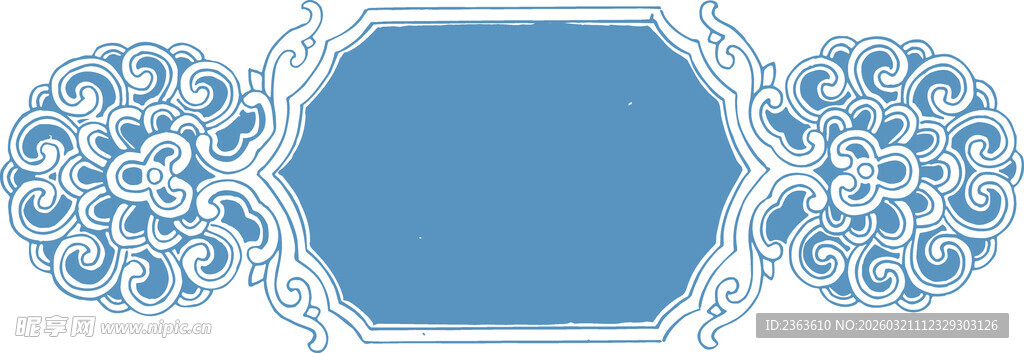 蓝色花纹边框装饰图案